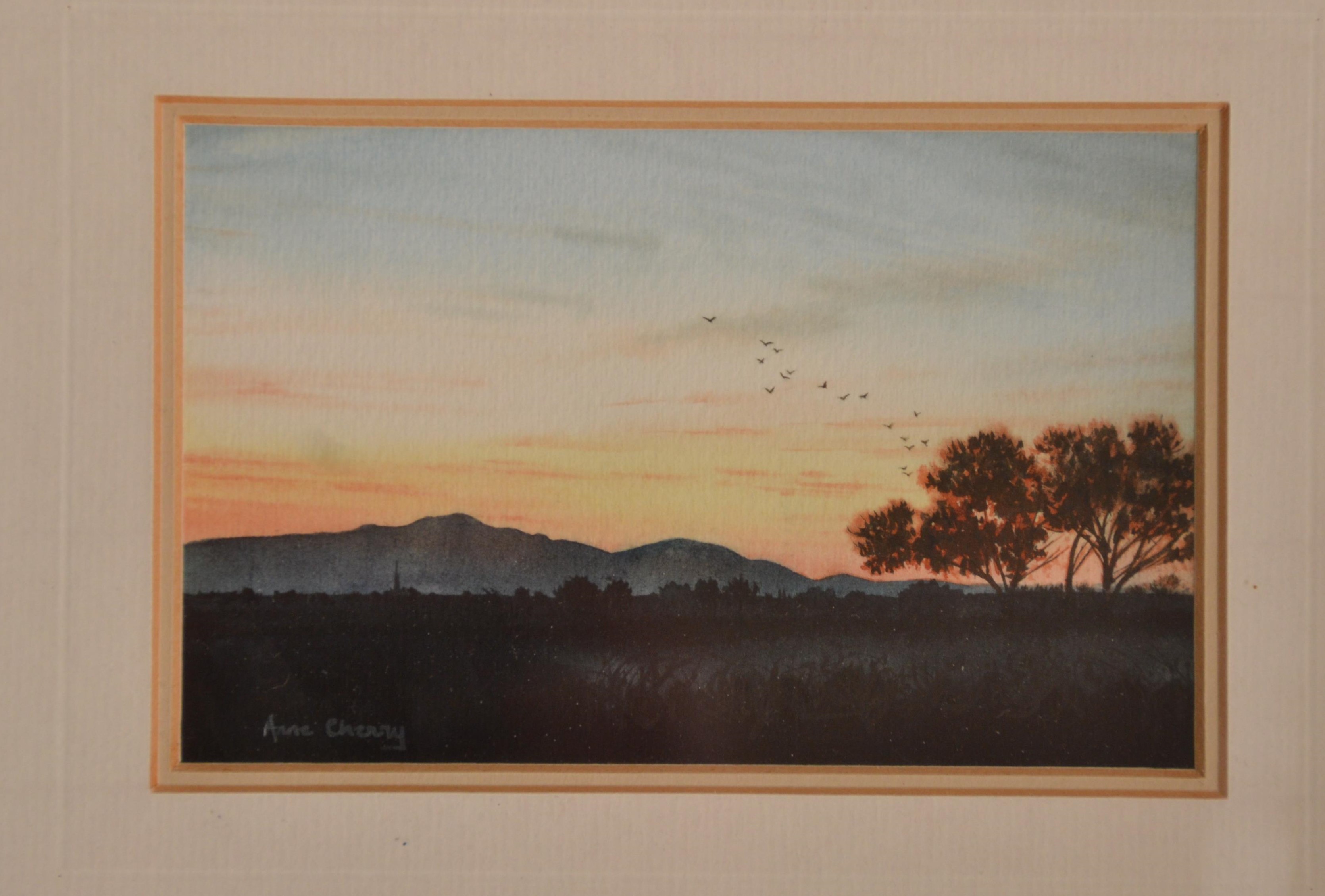 A group of 20th Century Watercolour paintings. Anne Cherry. Entitled Evening Flight. Landscape - Image 9 of 9