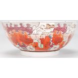 A 19th Century English ceramic centrepiece fruit bowl having transfer printed rim decoration in