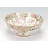 A 19th Century Canton Chinese centrepiece bowl having famille rose enamelled detailing with