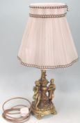 A vintage 20th Century gilt resin table lamp having moulded classical figures with floral moulded