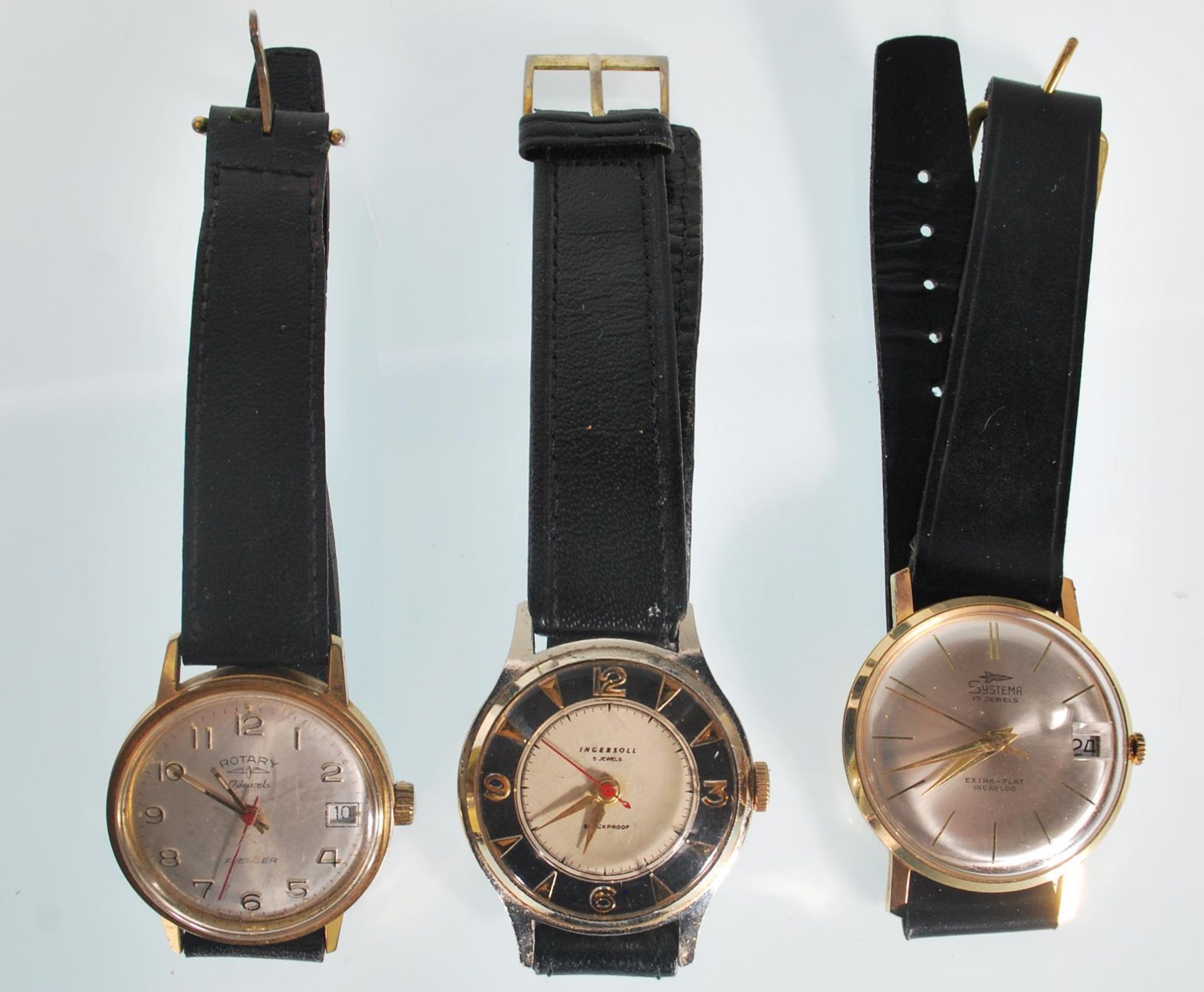 A collection of 3 gentlemens dress watches to include: a Systema 17 Jewels Extra Flat Incabloc, a