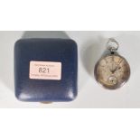 A 19th Century silver Victorian open faced pocket watch having an engine turned back with a