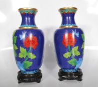 A 20th Century pair of Chinese cloisonne enamel va