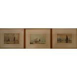 A Christiansen - A group of three early 20th Century watercolour on paper paintings depicting