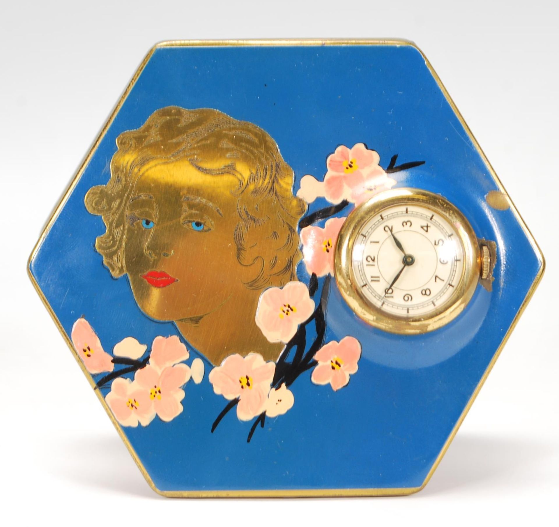 A vintage 20th Century Art Deco French made chrome desk clock together with an Art Deco ladies - Bild 5 aus 7