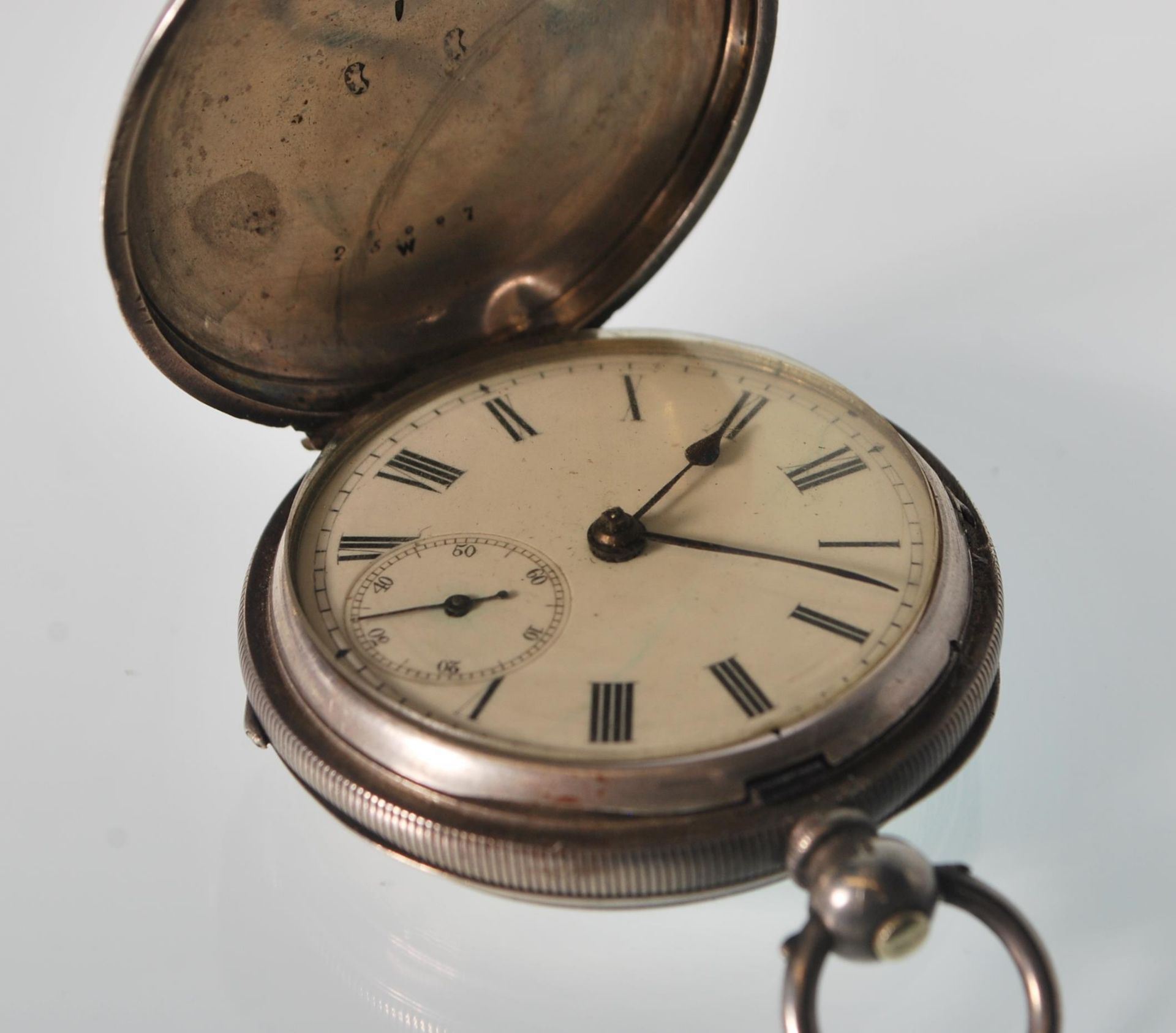 A Sterling silver full hunter pocket watch having - Bild 7 aus 10