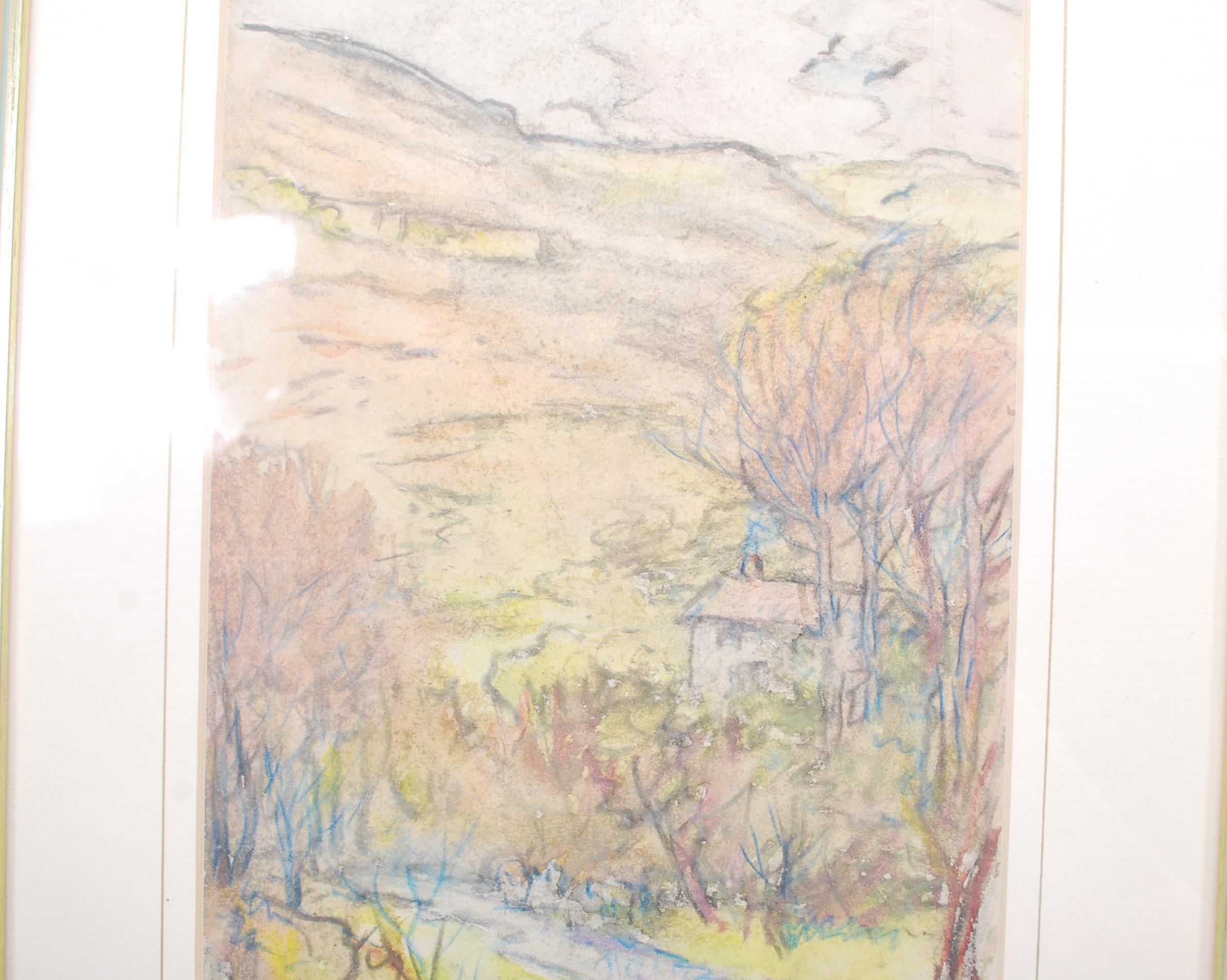 William T Brocklebank (1882-1970) - Dartmoor - An original pastel drawing depicting a cottage set - Image 4 of 5