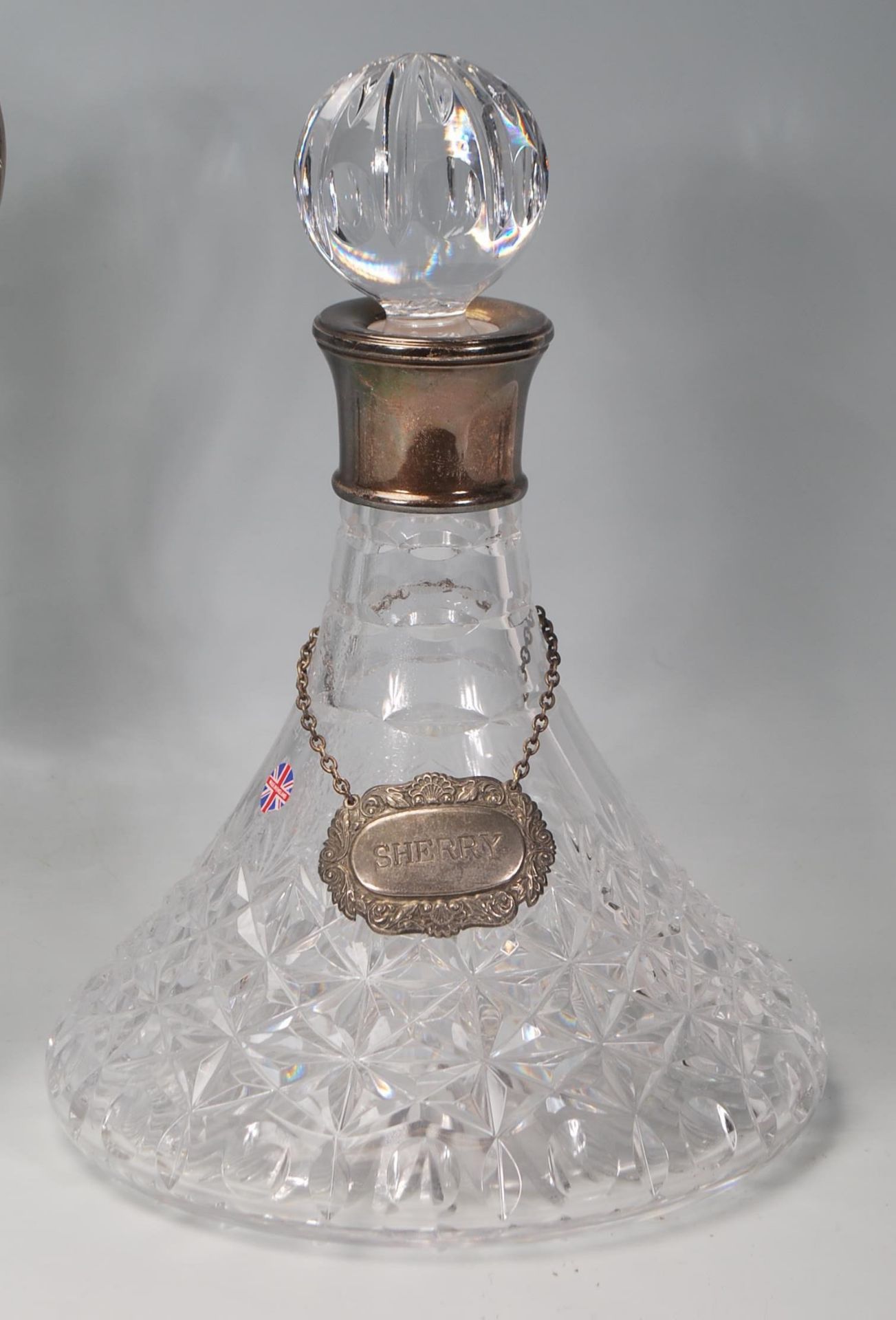 A group of four 20th century glass decanters, to include two plain glass decanters with stoppers and - Image 4 of 7