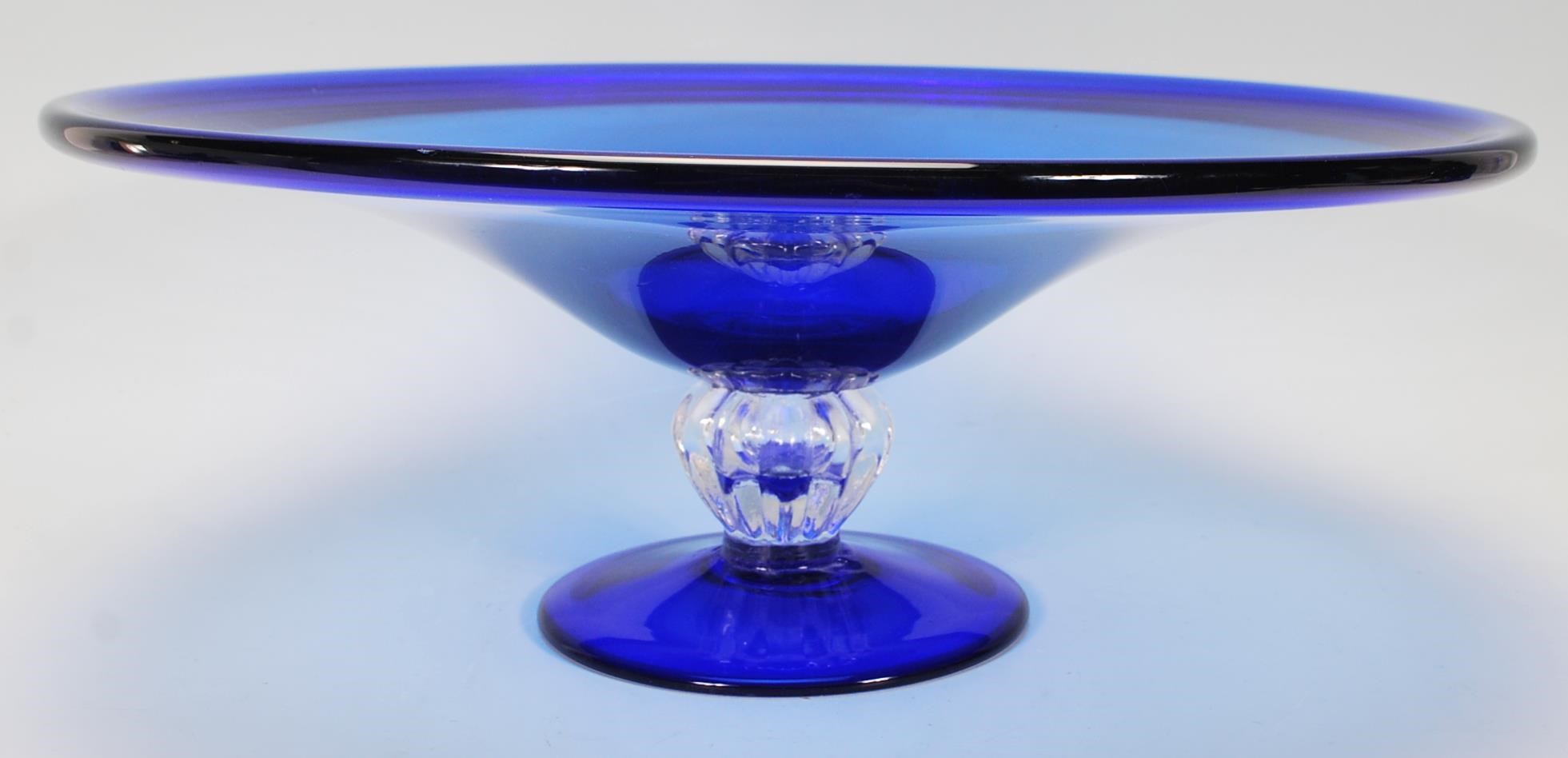 A group of Bristol blue glassware to include two decanters one of bell shaped form and the other - Image 2 of 13