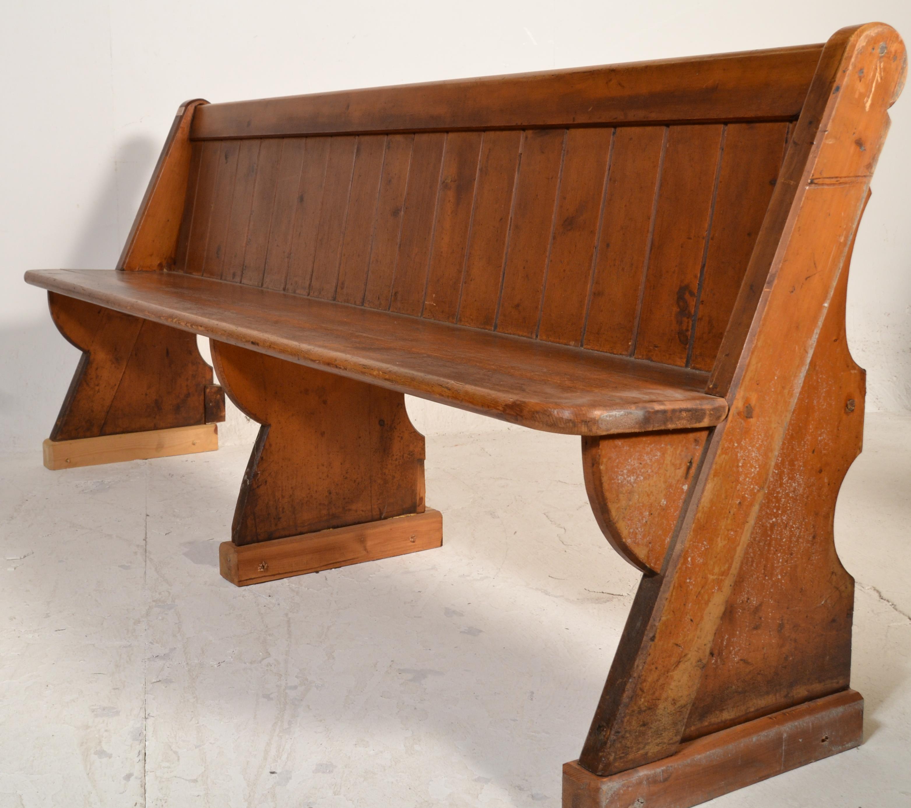 A Victorian 19th century Gothic Arts & Crafts solid oak pew bench of ecclesiastical form being - Image 6 of 6