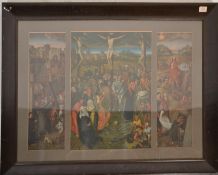 A 19th century large Victorian chromolith religious print ' The Crucifixion '  taken from Lubeck