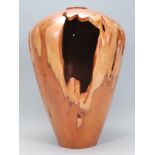 A contemporary signed studio art wooden vase of ta