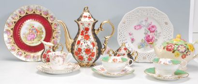 A mixed group of ceramics dating from the late 19th Century to include a "Nouvelle" Atlas China trio