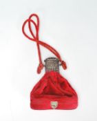 A 19th Century Victorian ladies red velvet evening / opera bag. The bottom half being a fitted space