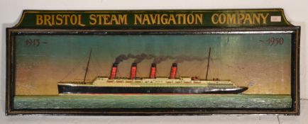 A vintage 20th Century half hull boat model sign for the RMS Aquitania ship inscribed 'Bristol Steam