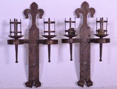 A pair of 19th Century cast iron medieval revival