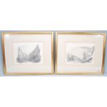 H Butler - A pair of 19th Century Victorian fine pencil study drawings both of landscape scenes of