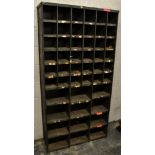 A vintage mid 20th Century Industrial sectional metal factory pigeon holes/cubby cabinet unit having