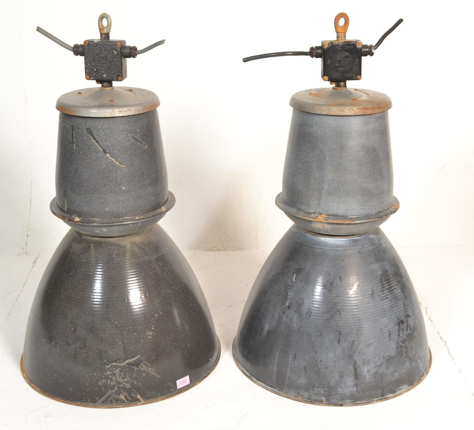 A matching pair of large vintage industrial 20th C