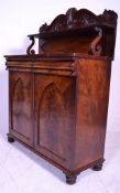 A good 19th Century Victorian mahogany chiffonier / sideboard credenza being raised on turned