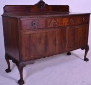 A good 19th Century Victorian flame mahogany sideboard credenza having drawers over cupboards having