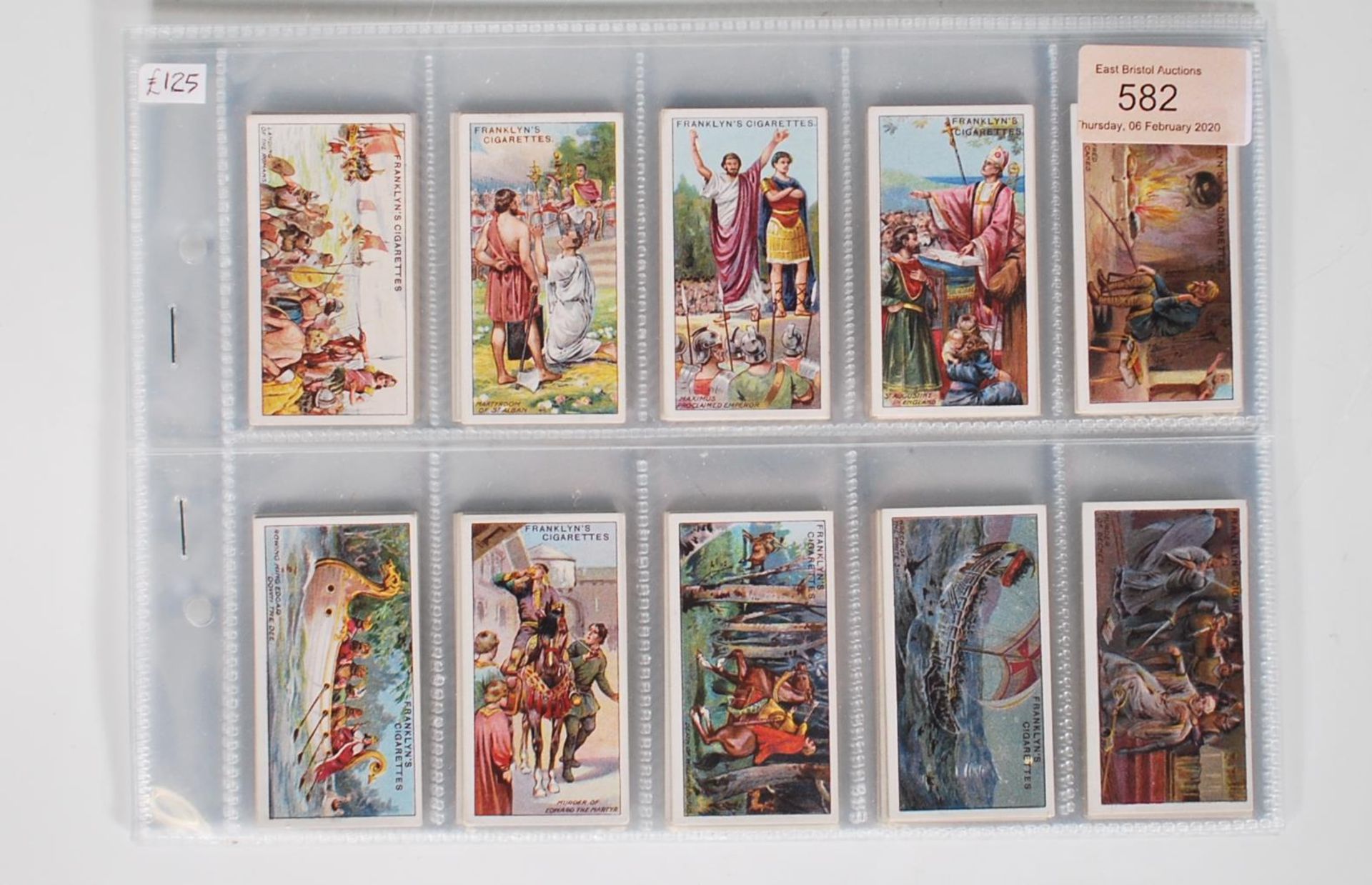 A full set of vintage Franklyn Davey Cigarette trade cards, Historic Events, complete set of 50