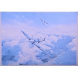 AFTER ROBERT TAYLOR; a coloured print, 'Spitfire', signed by Sir Douglas Bader CBE. DSO. DFC. and