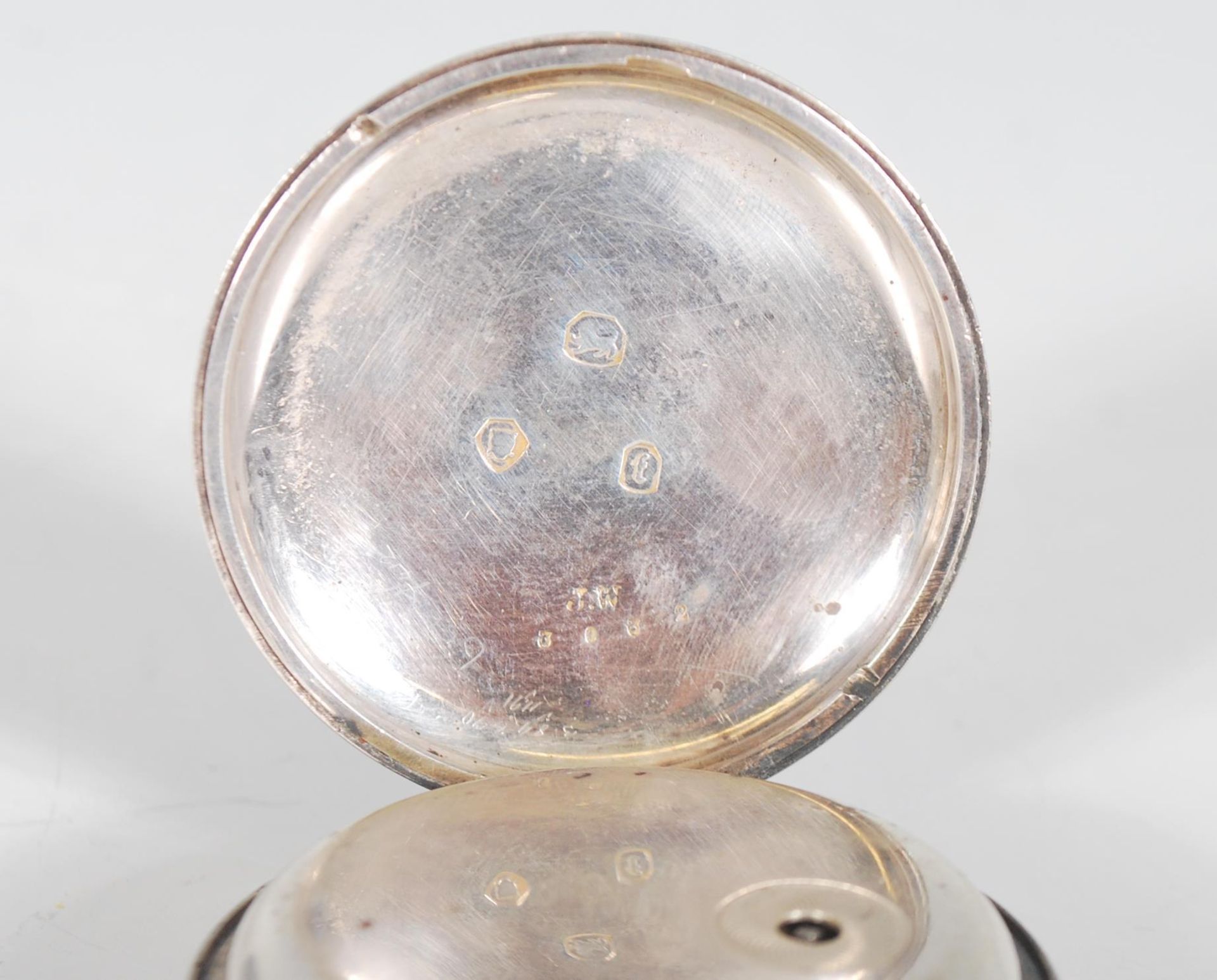 A 19th Century silver Victorian open faced pocket watch having an engine turned back with a - Bild 6 aus 6