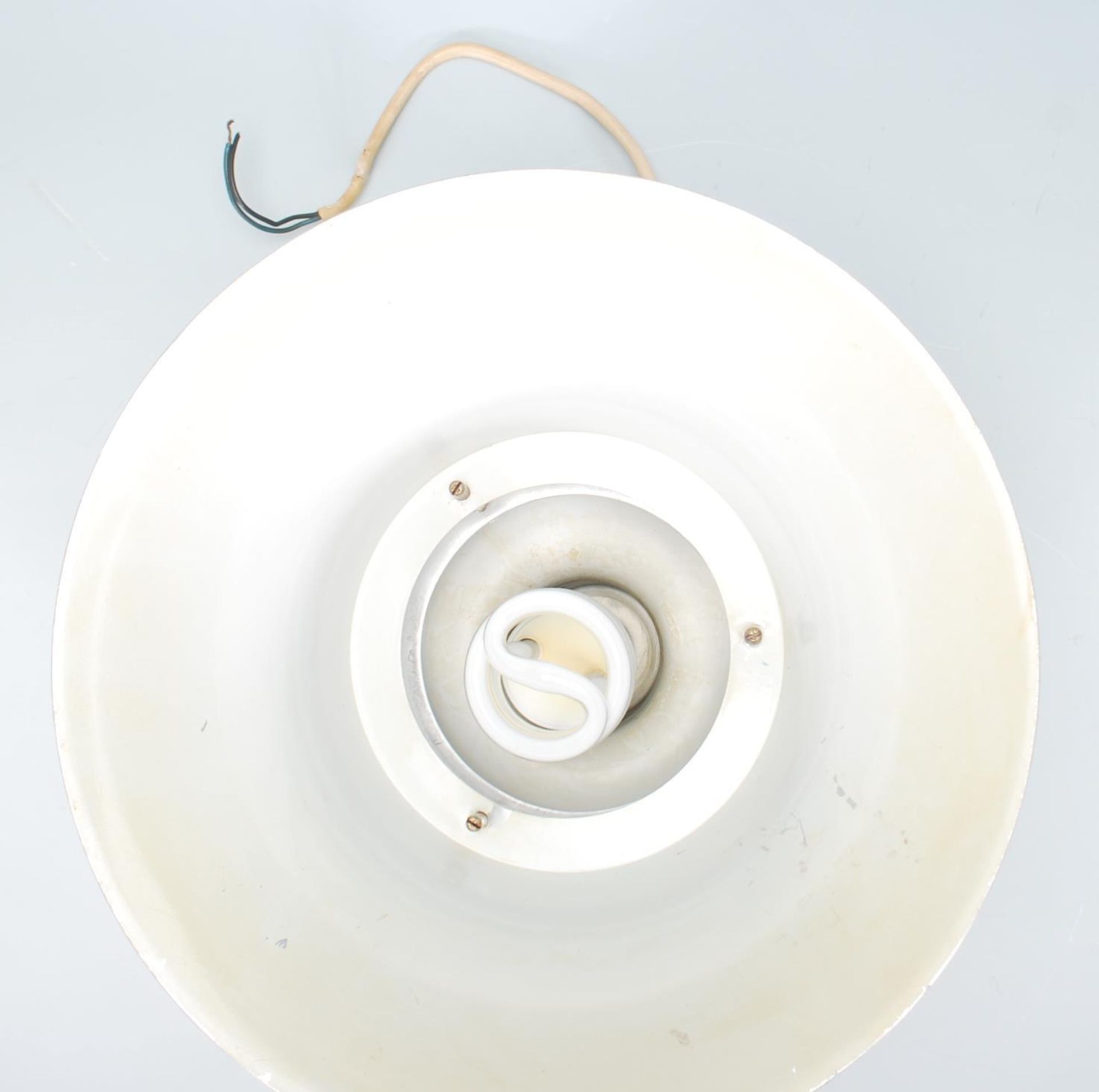 A Danish retro vintage aluminium ceiling light fixture having two trumpeted sections on top of - Bild 4 aus 4
