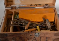 A collection of early 20th Century vintage woodworking and other tools to include a boxed Stanley