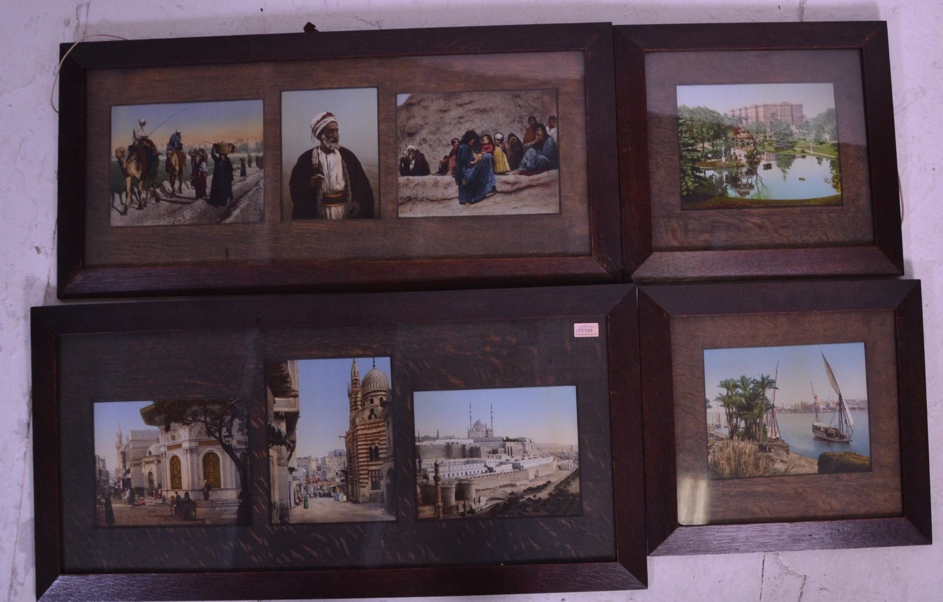 A selection of antique photographic prints of Egypt / North Africa and Cairo to include a triptych