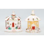 Two 19th Century Victorian Staffordshire pastille burners in the form of cottages to include one