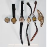 A collection of vintage wrist watches to include a 9ct gold Avia cocktail watch complete with