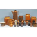 A selection of vintage retro Hornsea pottery to include Saffron pattern storage jars with wooden