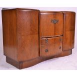 An early 20th Century 1940's art deco walnut cocktail - drinks cabinet sideboard of large