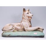An early 20th century / 1930's Art Deco  fairground prize in chalkware depicting and Alsatian dog