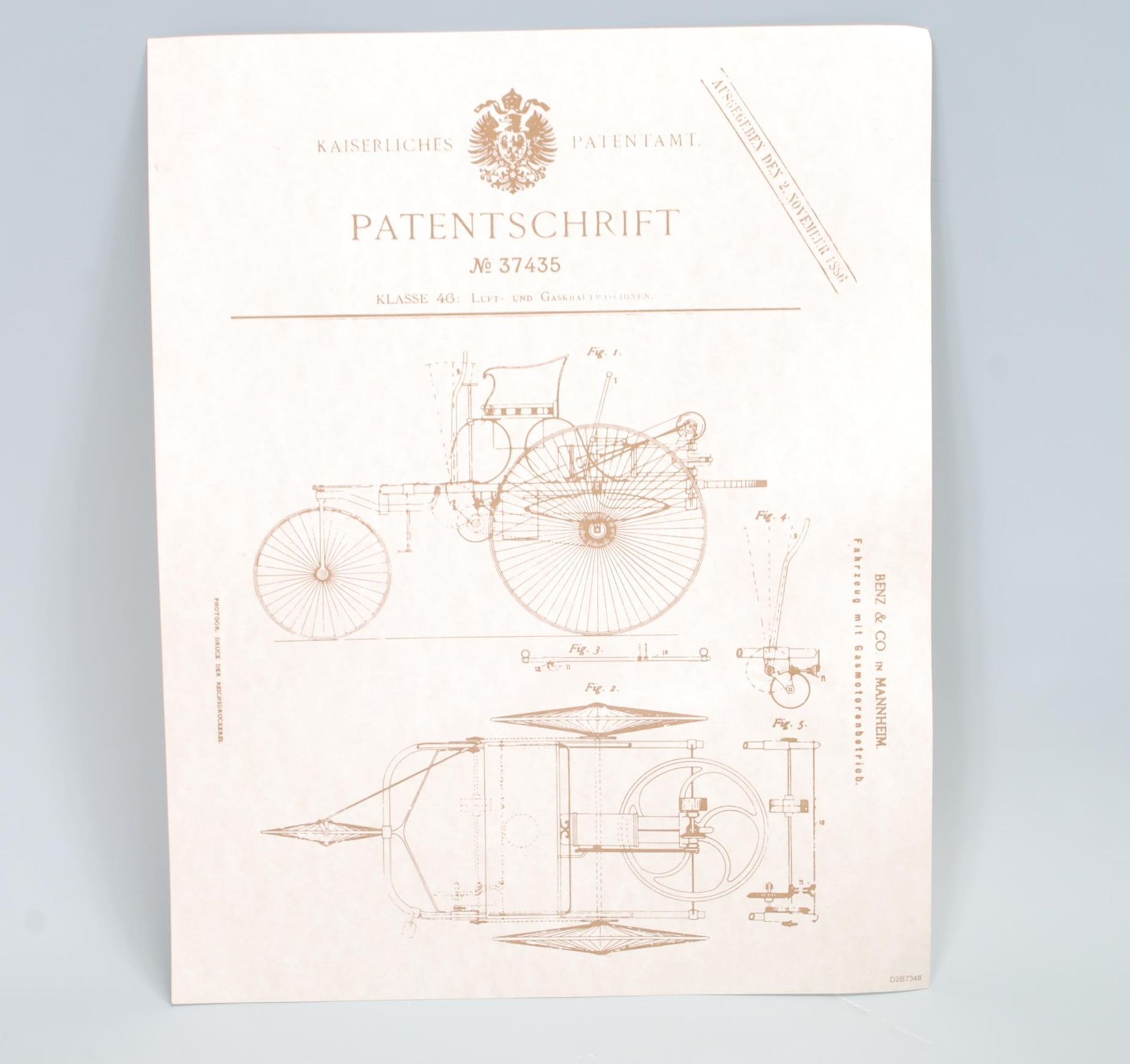 A Franklin Mint Precision Model of a Mercedes Benz 1886 patent motorwagen, Patentschrift no.37435 - Bild 7 aus 7