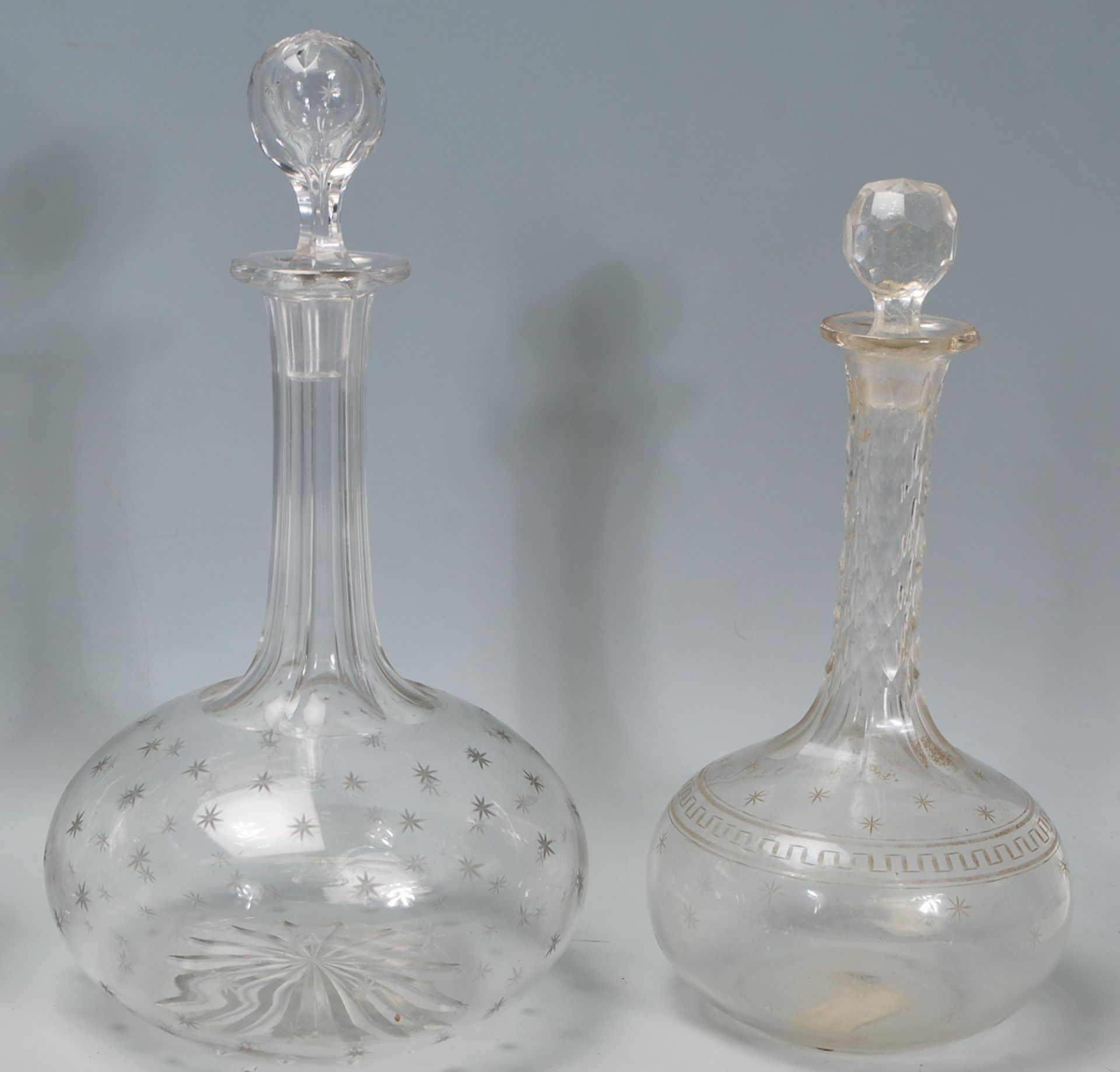 A good collection of mixed decanters dating from the 19th Century Georgian era to include a bell - Image 7 of 7