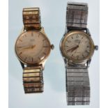 A pair of vintage retro gentlemans wristwatches to include a Smiths Astral 17 jewels on a gilt