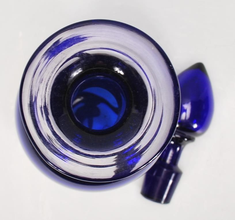 A group of Bristol blue glassware to include two decanters one of bell shaped form and the other - Image 8 of 13