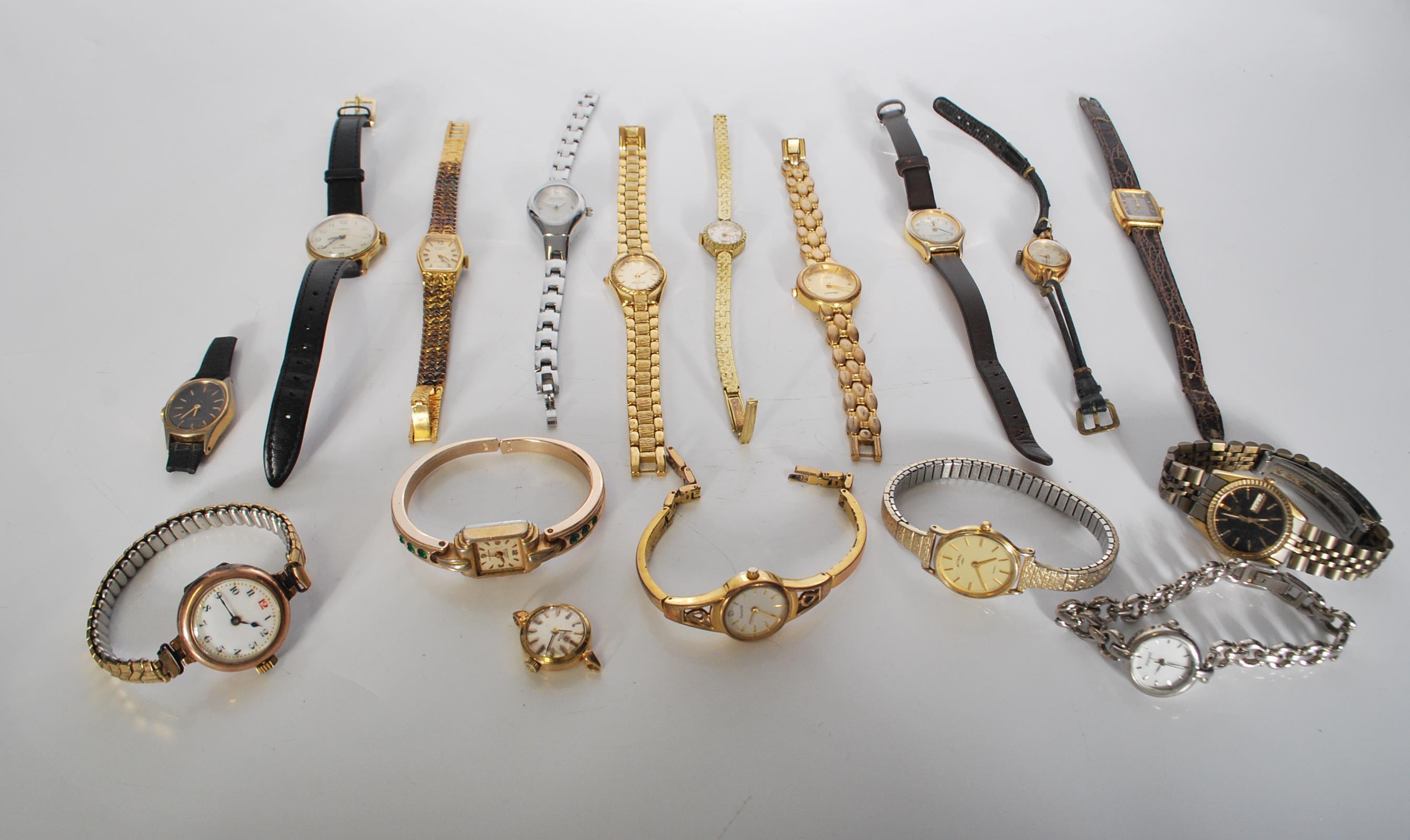 A collection of vintage ladies cocktail watches to include an Omega ...