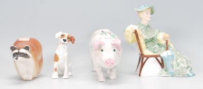 A collection of ceramic figurines to include a Royal Doulton 'Ascot' figurine HN2356, a Royal