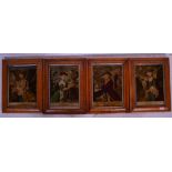 A set of 4 19th century Victorian painting / prints on glass of the four seasons. Each set within