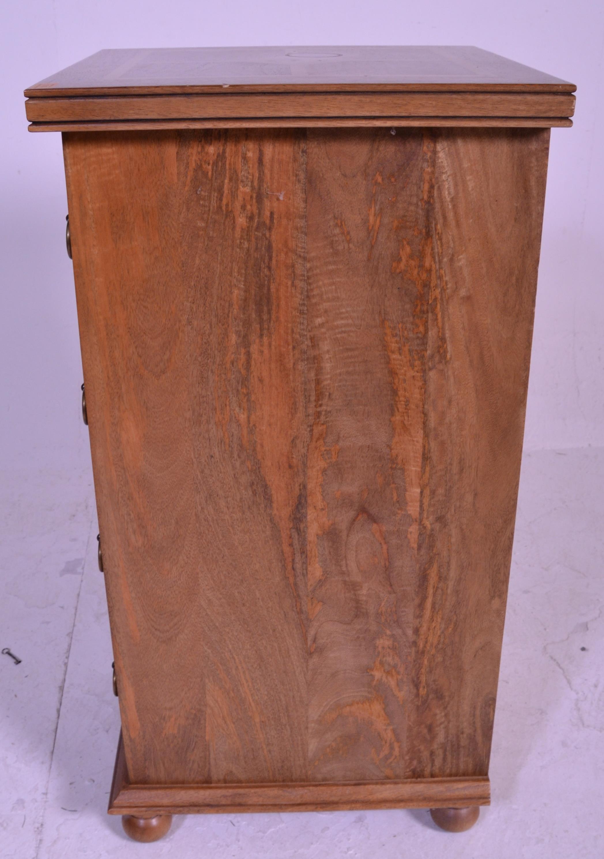 A contemporary 20th century hardwood inlaid pedestal merchants chest of drawers. Raised on bun - Image 6 of 6