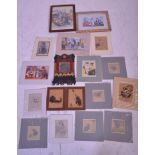 A group of 20th Century Louis Wain prints, some framed and glazed to in include 'The Manhood