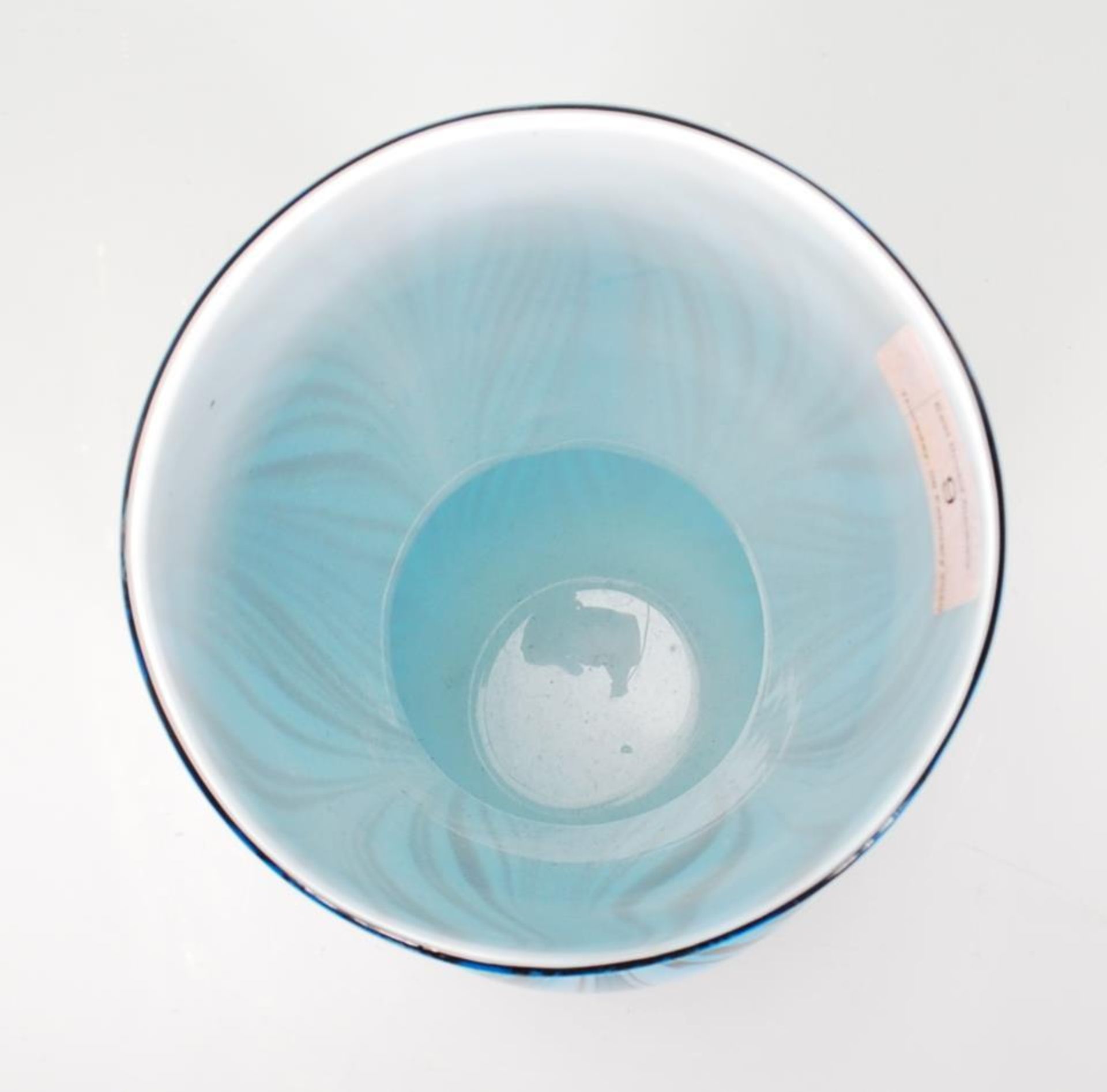 A vintage retro 20th Century glass vase of rounded body form with tapering hourglass neck having - Image 5 of 6