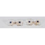 A pair of vintage gentleman's cufflinks constructed from two square panels of rock crystal with