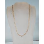 A stamped 9ct gold figaro necklace chain having a spring ring clasp. Weight 6.3g. Measures 24