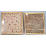 Two 19th Century Victorian needlework samplers stitched by two sisters to include one reading '