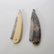 Two vintage mid 20th Century German cut throat razors to include a MoDoSo faux tortoise shell